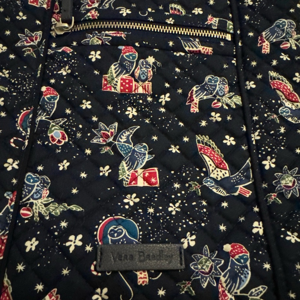 Vera Bradley Iconic Vera Tote & Hipster Set Holiday Owls Navy Background NWT - Picture 11 of 16